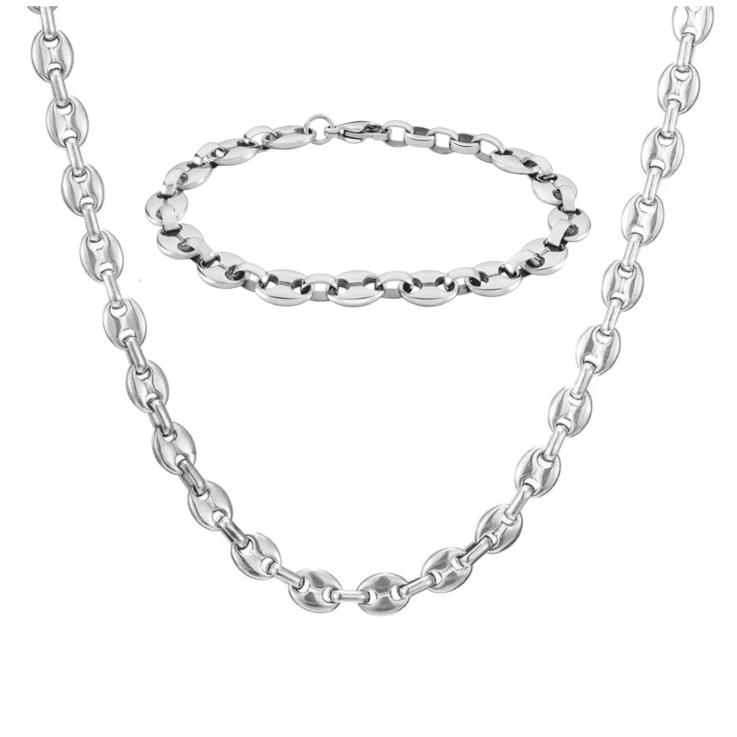 Parure graine de café argent