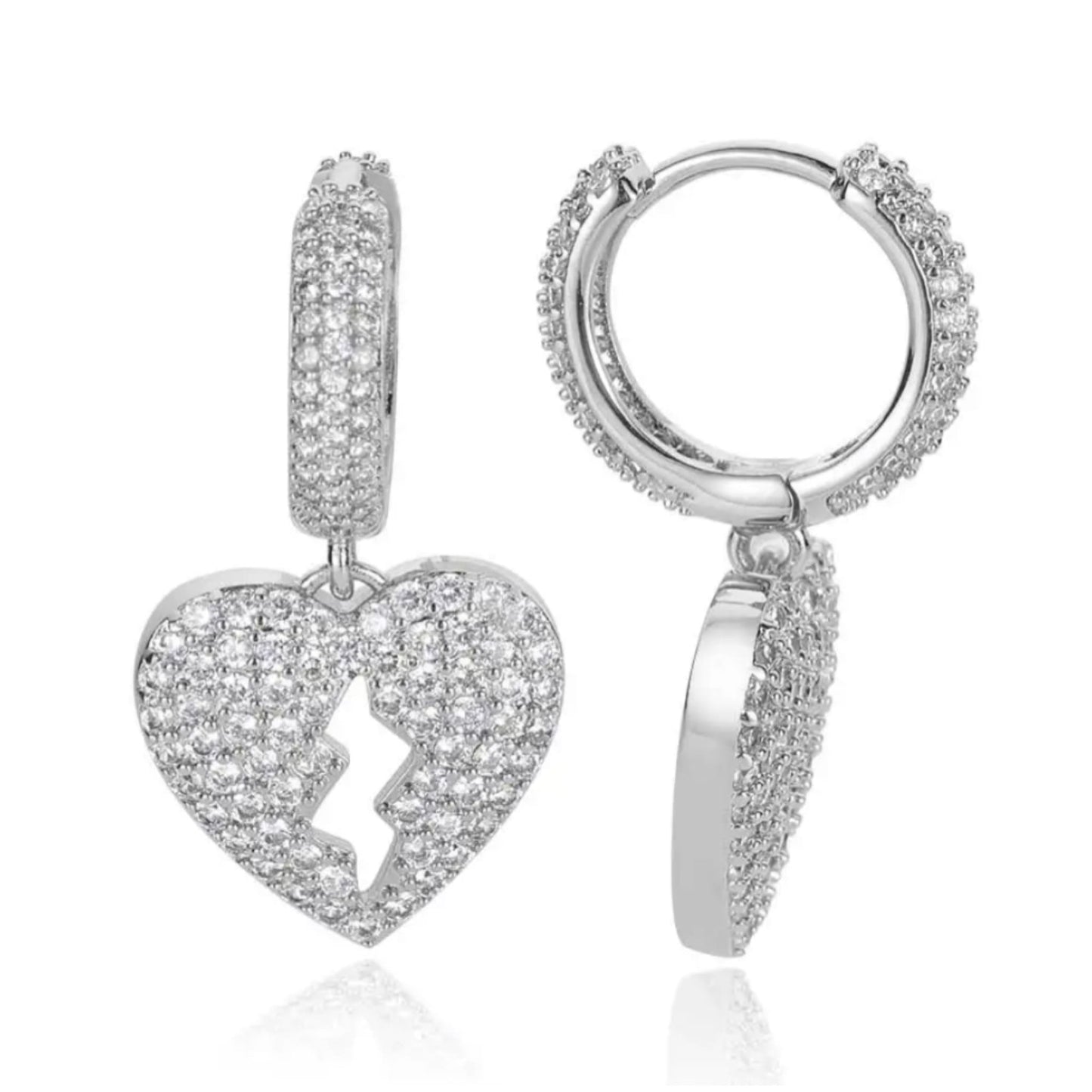 Boucle d’oreille coeur brisé ice