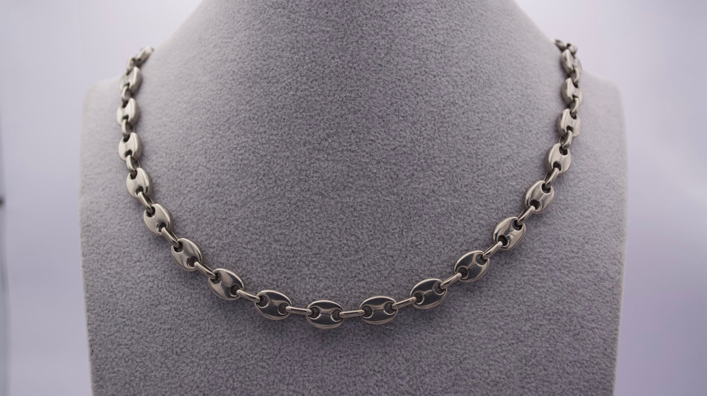 Collier graine de café argent