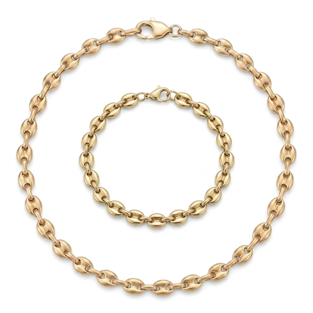 Parure graine de café argent