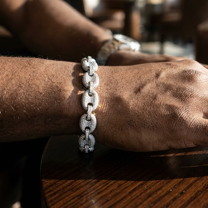 Bracelet graine de café ice argent