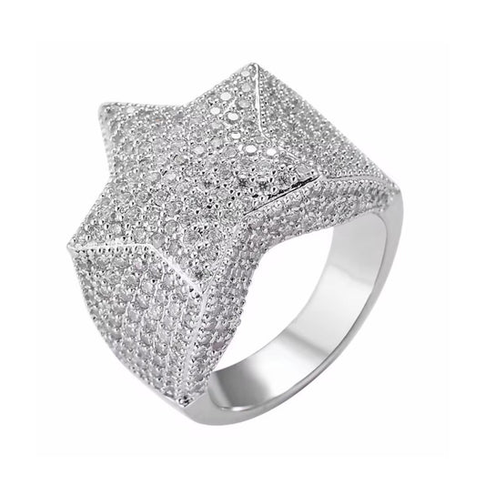 Bague étoile ice argent