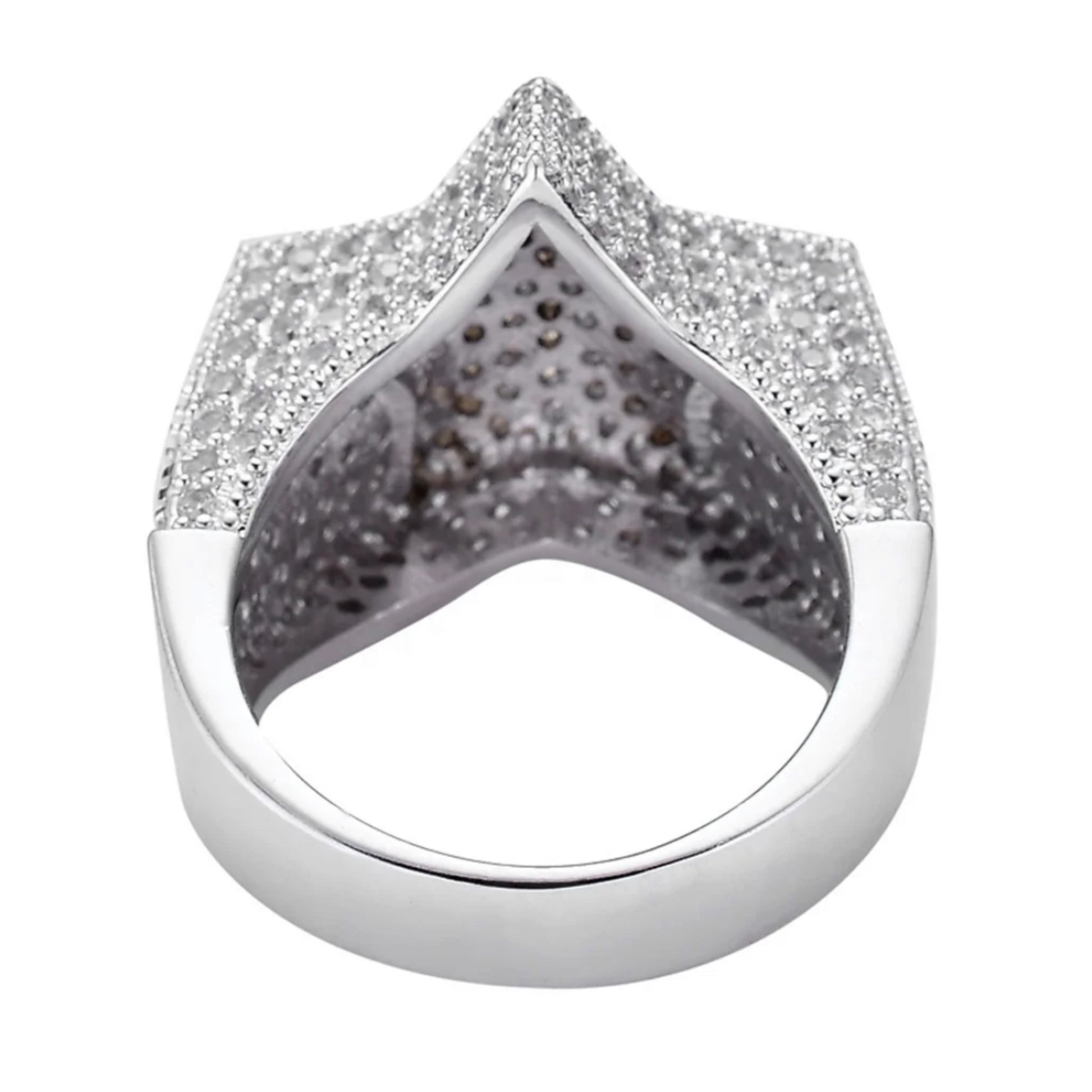 bague Étoile Ice en laiton plaqué or blanc 18 carats, avec des cristaux de qualité VVS2 totalisant 2 carats