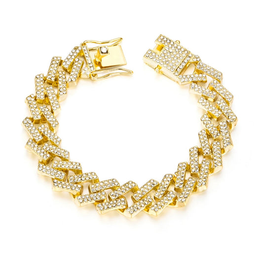 Bracelet Dragon Ice en laiton plaqué or jaune 18 carats, orné de cristaux VVS2 totalisant 3 carats