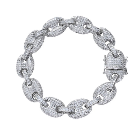 Bracelet Graine de Café Ice en laiton plaqué or blanc 18 carats, avec cristaux VVS2 totalisant 3 carats