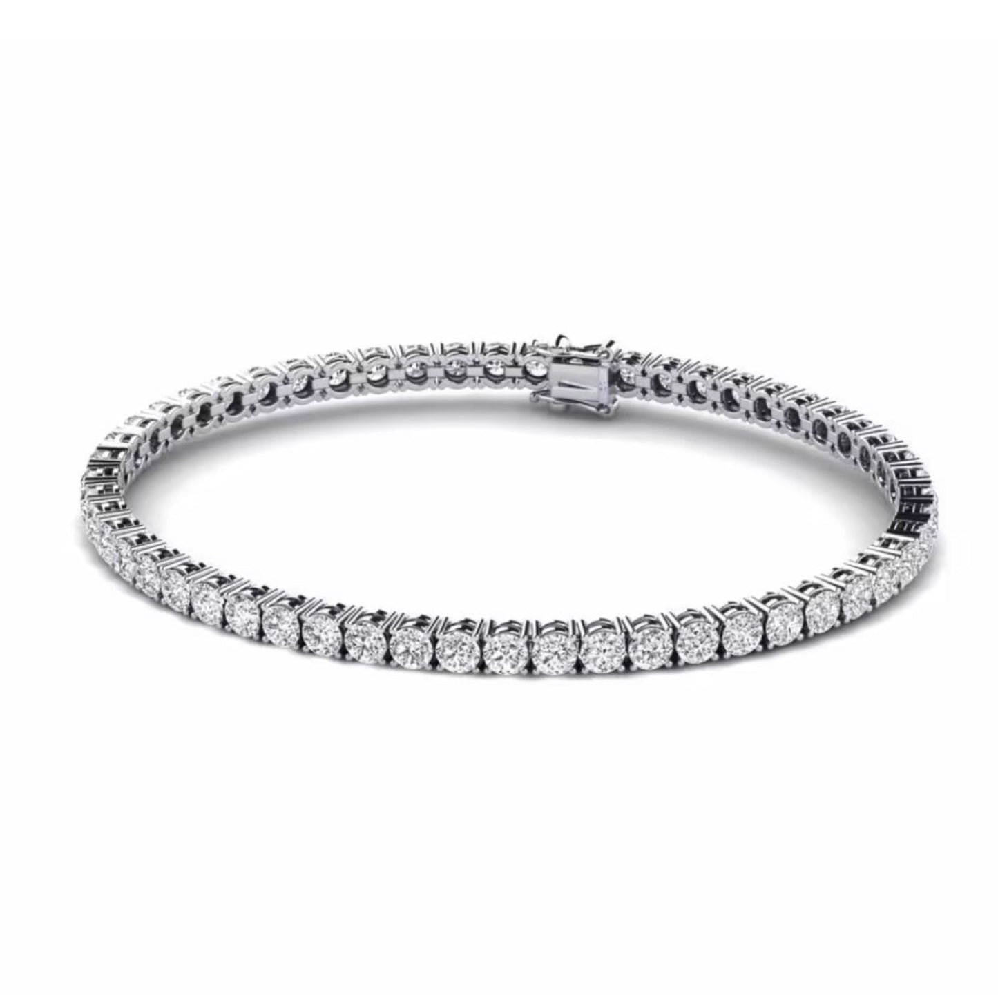 bracelet Tennis Ice en laiton plaqué or blanc 18 carats, serti de cristaux VVS2 de 3 carats