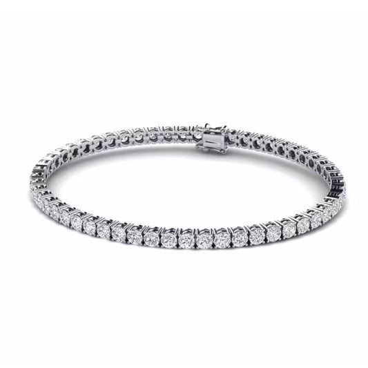 bracelet Tennis Ice en laiton plaqué or blanc 18 carats, serti de cristaux VVS2 de 3 carats