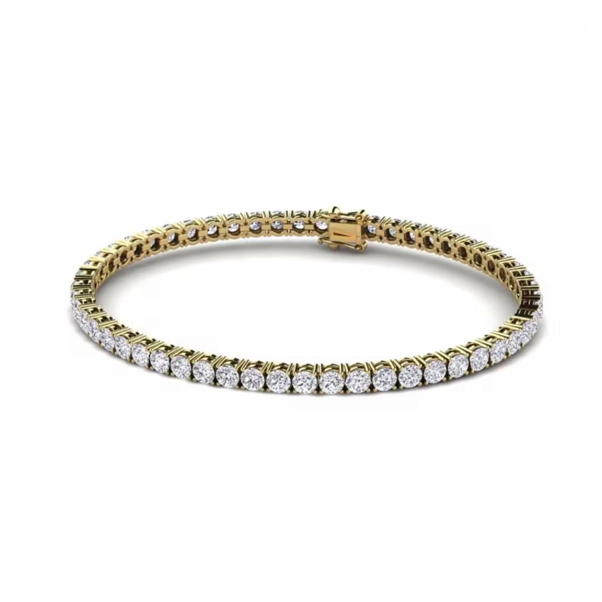 bracelet Tennis Ice en laiton plaqué or jaune 18 carats, orné de cristaux VVS2 totalisant 3 carats