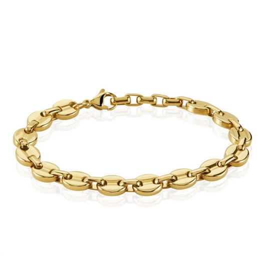 Bracelet graine de café plaqué or jaune 18 carats