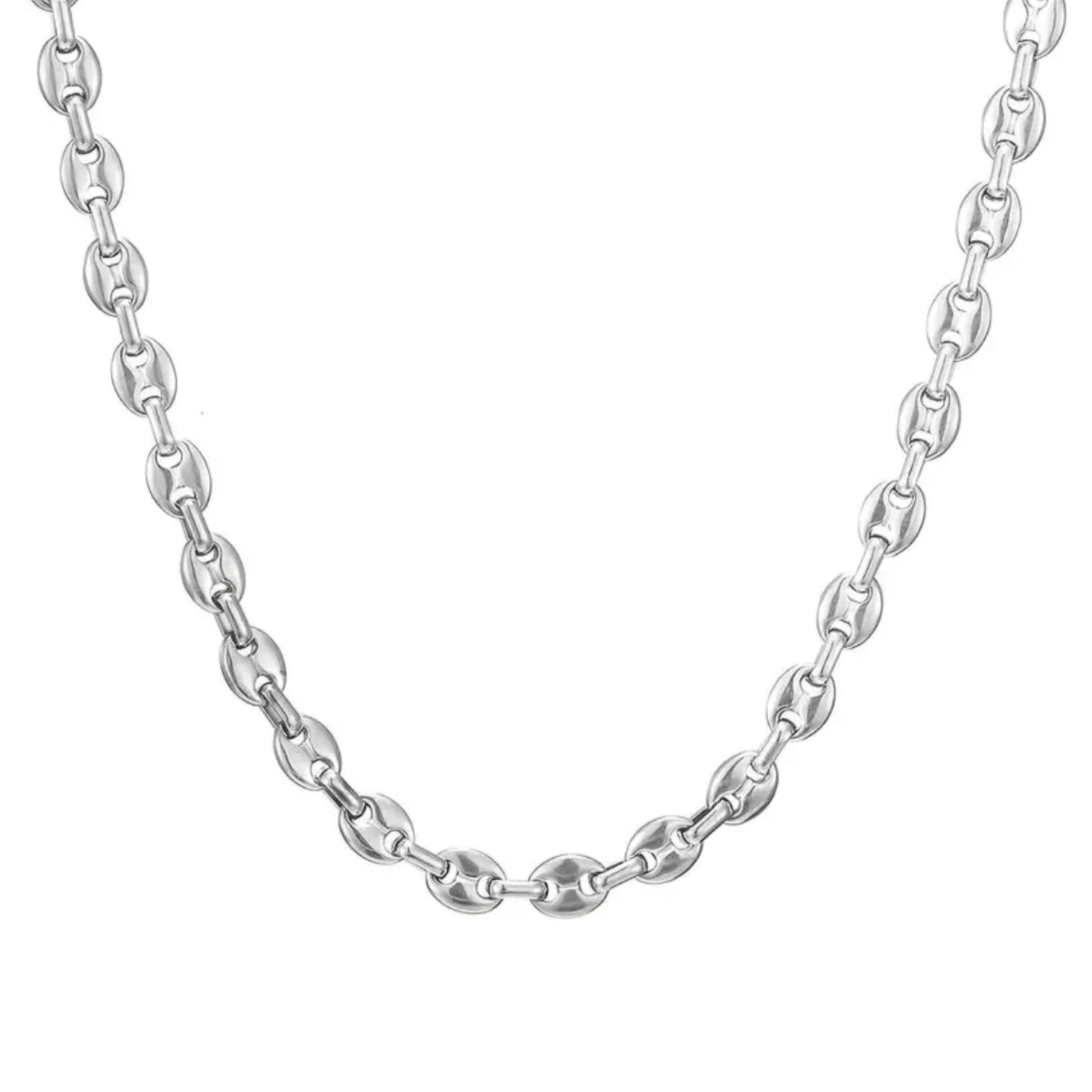 Collier graine de café en acier inoxydable plaqué or blanc 18 carats