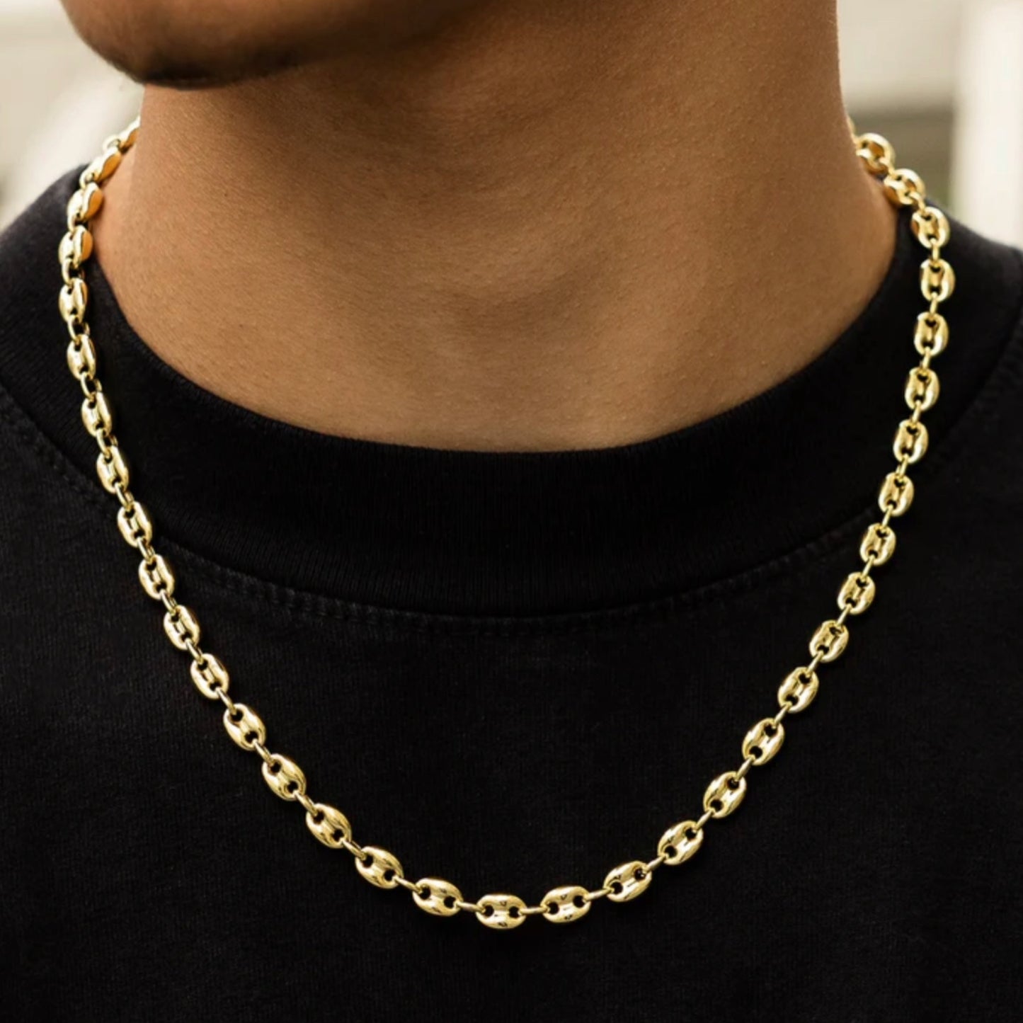 Collier Graine de Café Plaqué Or Jaune 18 Carats 