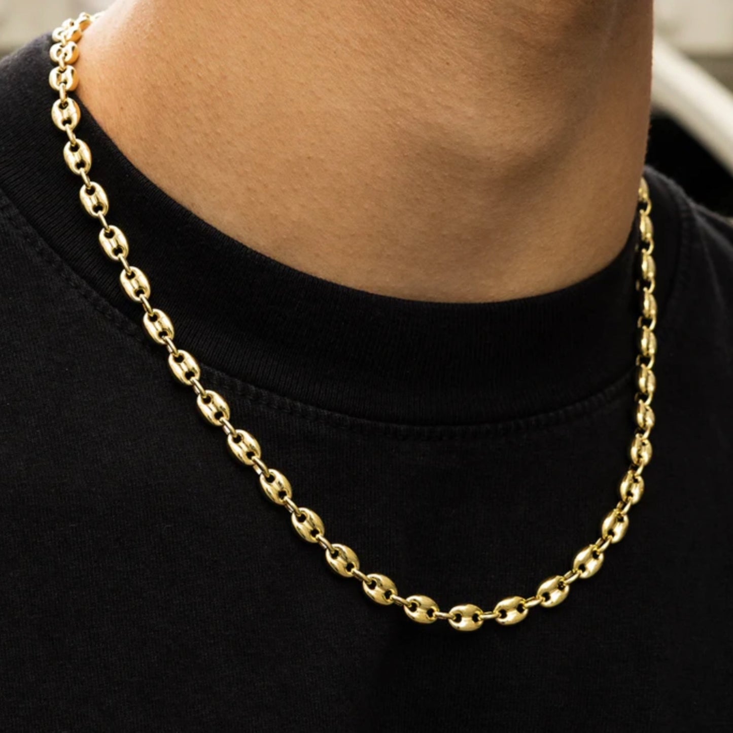 Collier Graine de Café Plaqué Or Jaune 18 Carats 