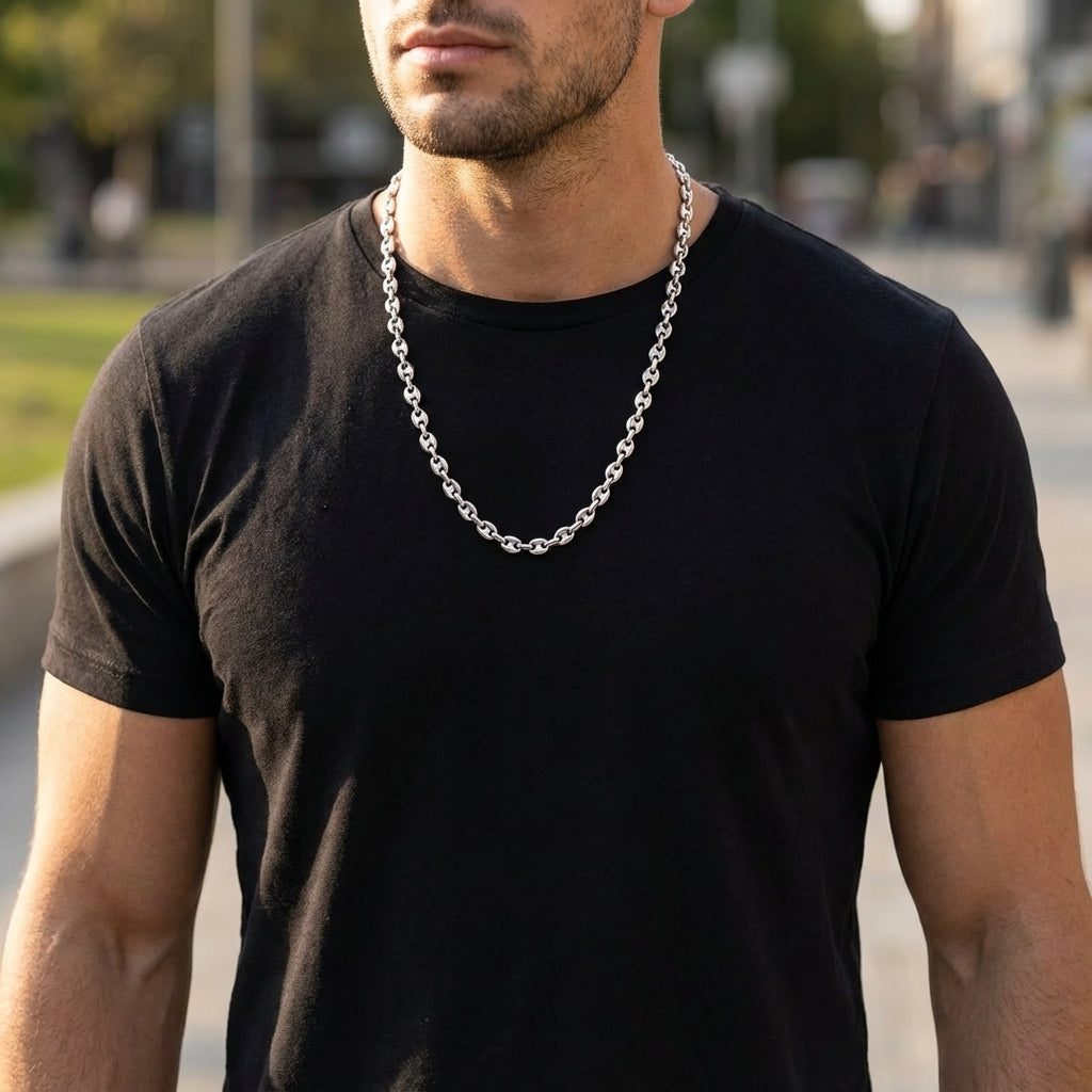 Collier graine de café argent