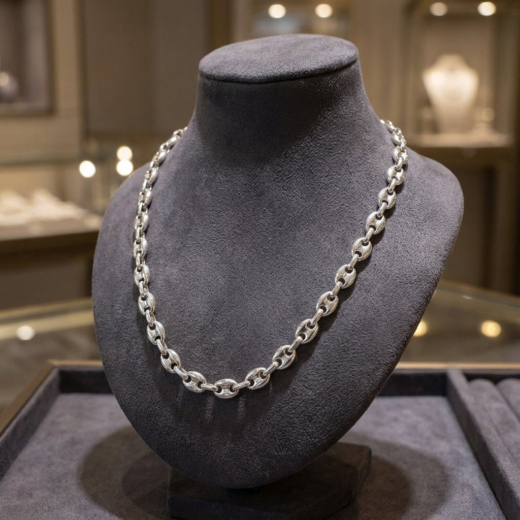 Collier graine de café argent