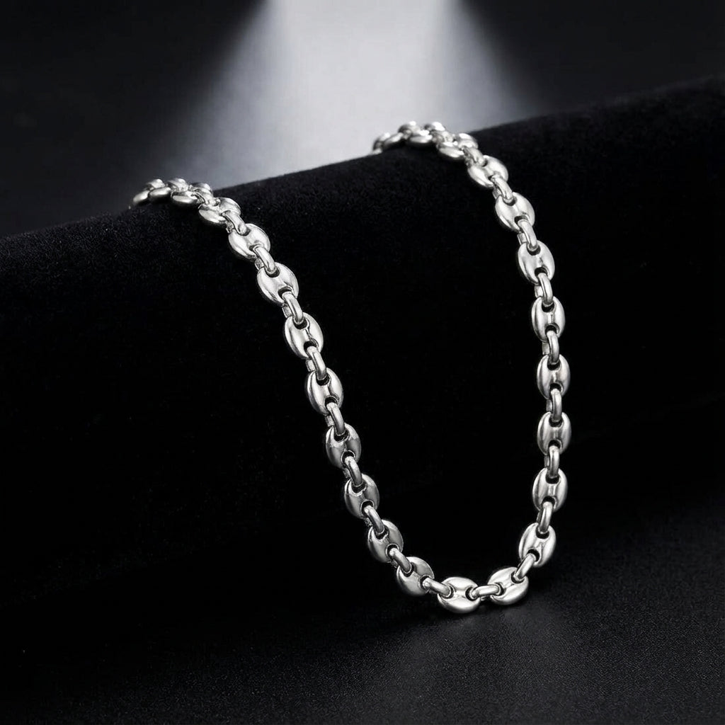 Collier graine de café argent