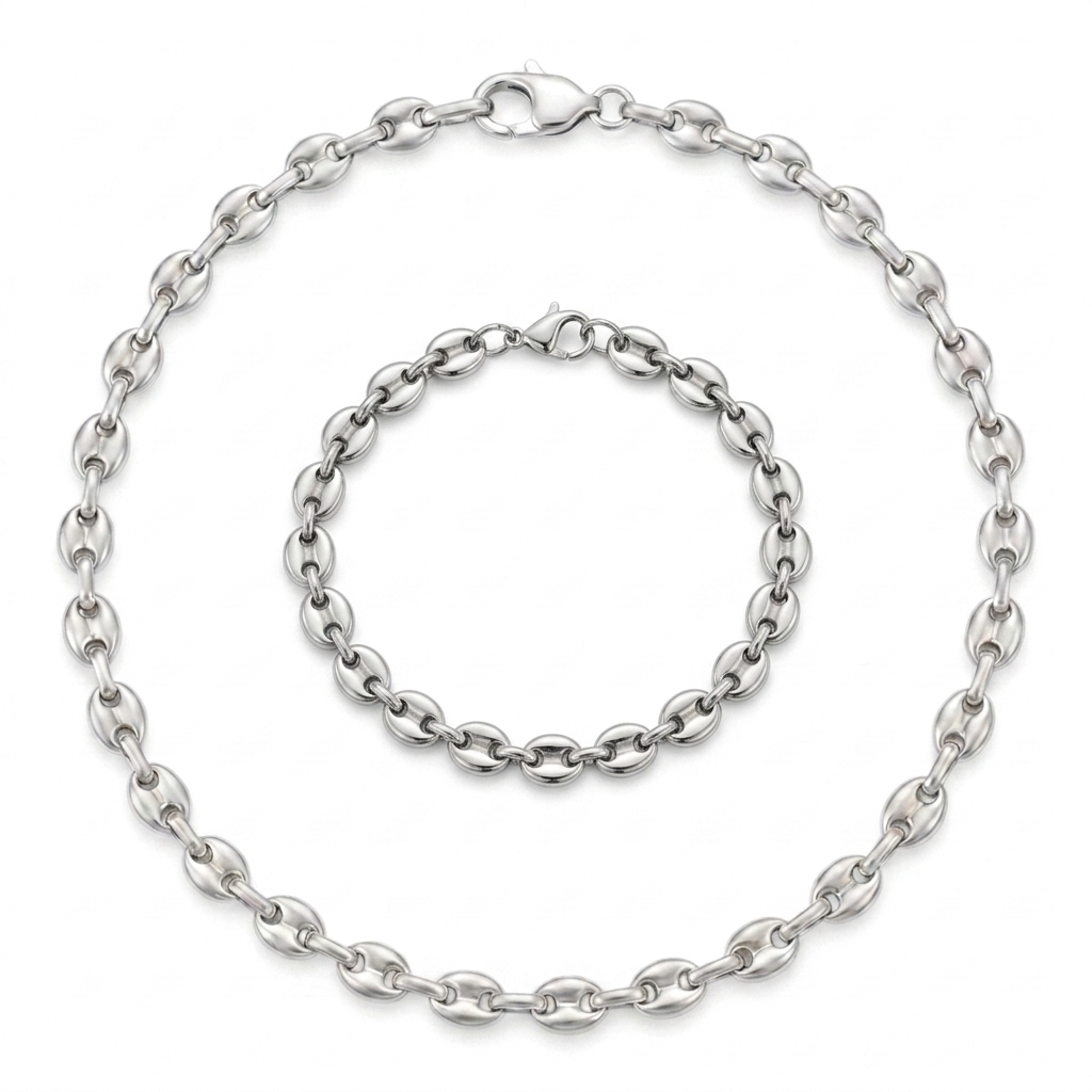 Parure graine de café argent