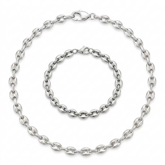 Parure graine de café argent