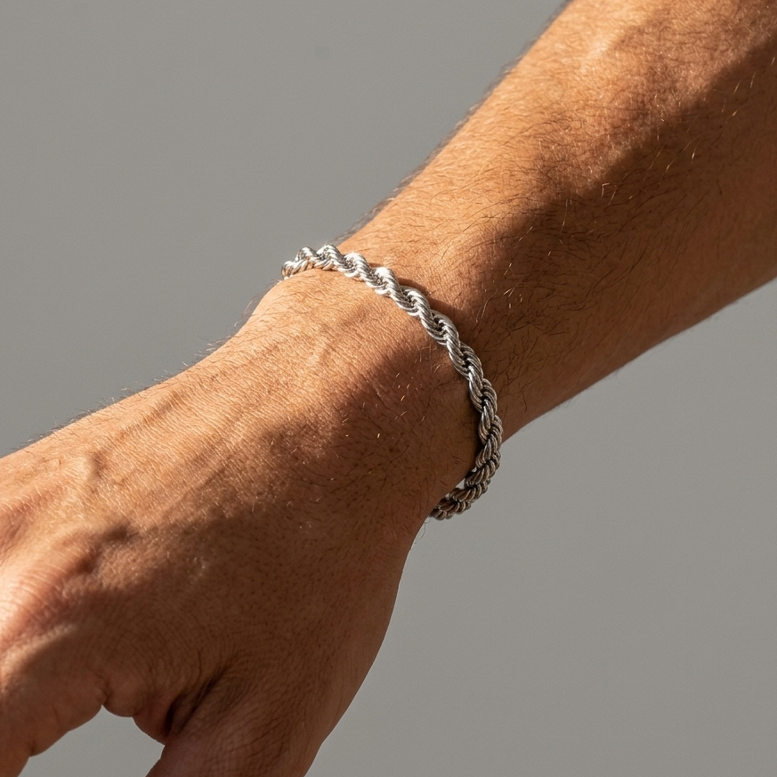 Bracelet torsadé argent